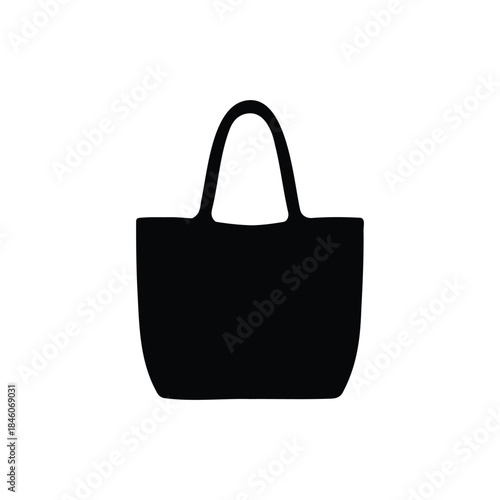 Tote bag silhouette vector flat design on white background.