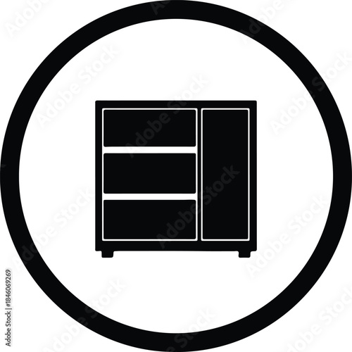 Vector Simple modern cabinet furniture storage icon glyph pictogram silhouette Illustration