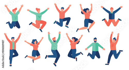 Jumping people celebrating happiness and joy