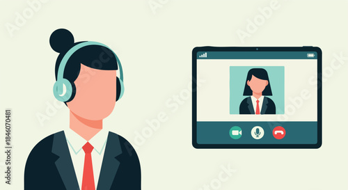 Businesswoman on video call with transparent background