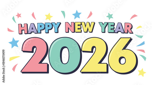 Happy New Year 2026 vector typography