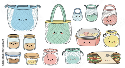 Food storage containers with smiling faces