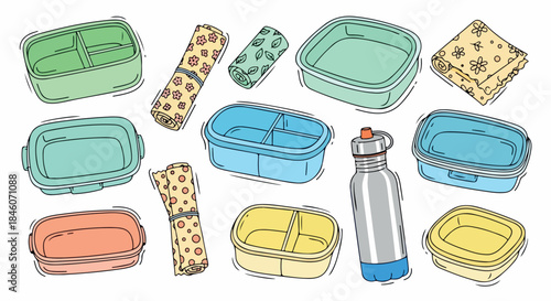 Lunch containers and reusable wraps collection