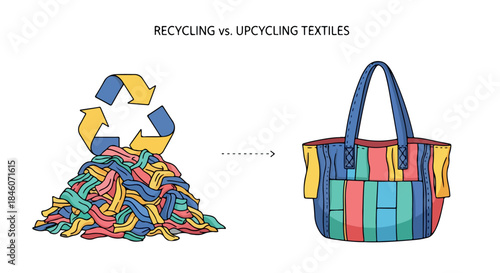 Textile recycling and upcycling concept