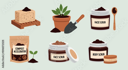 Gardening and skincare elements collection