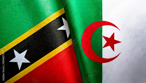 アルジェリアの国旗とセントクリストファー・ネーヴィスの国旗(Algeria flag & Saint Kitts and Nevis flag.)
