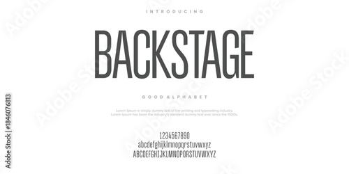 Backstage Modern minimal abstract alphabet fonts. Typography technology, electronic, movie, digital, music, future, logo creative font. vector illustration