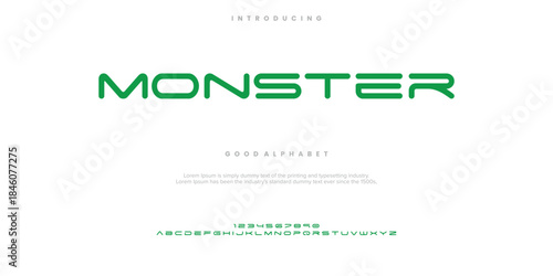 Monster Abstract modern urban alphabet fonts. Typography sport, simple, technology, fashion, digital, future creative logo font. vector illustration