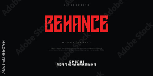 Behance Modern minimal abstract alphabet fonts. Typography technology, electronic, movie, digital, music, future, logo creative font. vector illustration