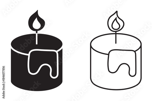 Candle flame icon. Vector illustration of a candle. Silhouettes of candle symbol. Vector illustration.