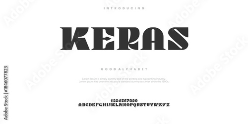 Keras Abstract Fashion font alphabet. Minimal modern urban fonts for logo, brand etc. Typography typeface uppercase lowercase and number. vector illustration