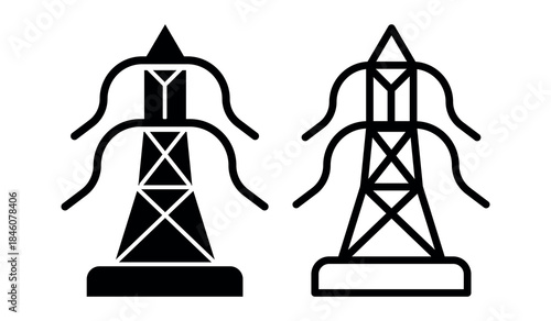silhouette of a power plant icon and vector illustration.