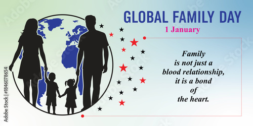 Global family day celebration with silhouette of family