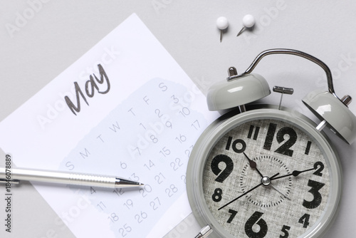 Calendar with alarm clock, ...