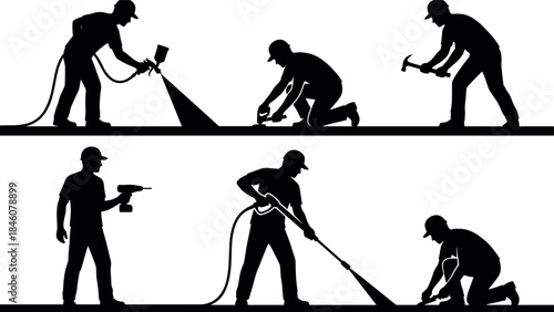 Construction and maintenance tool silhouettes – flavector series on manual labor and equipment use