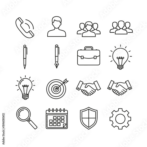 Business Communication and Office Icon Set