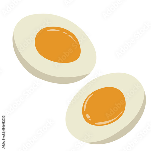 断面を見せたゆで卵(煮卵・味玉)のイラスト素材