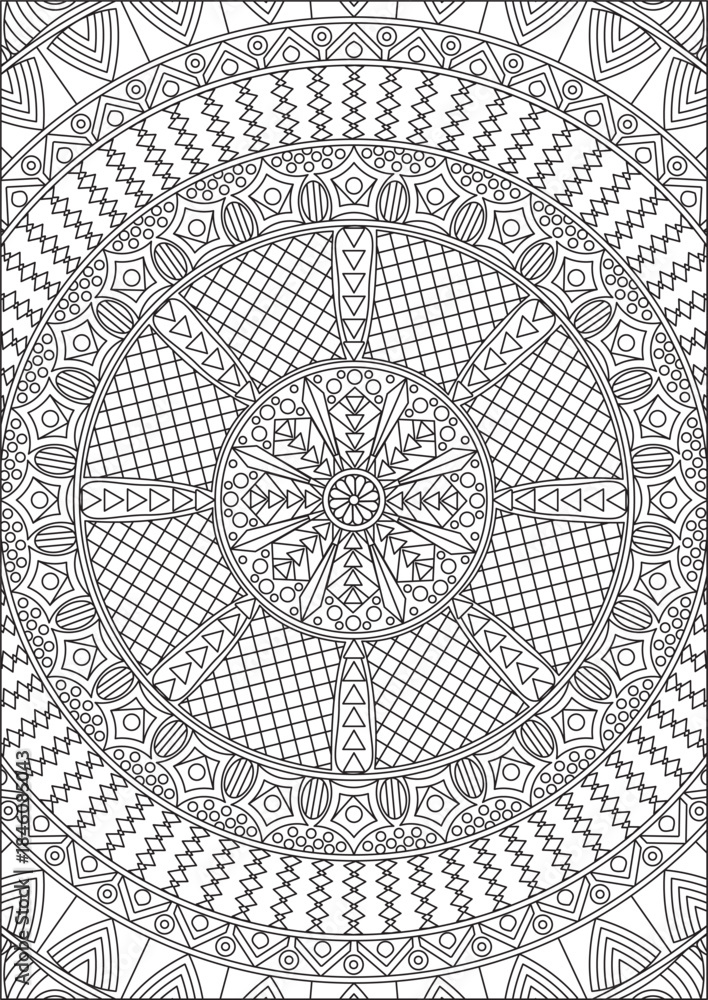 Obraz premium Adult Mandala Design Coloring Page Line Art Vector