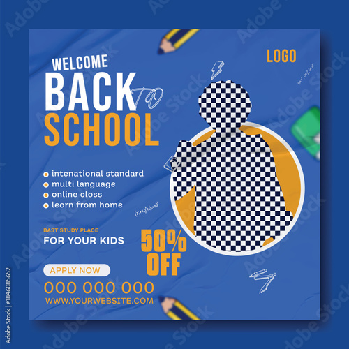 Back to School Creative Design Template.
Back to School Promotion Banner.
Modern Back to School Education Template.
Back to School Sale Social Media Post.
School Admission Poster Design.