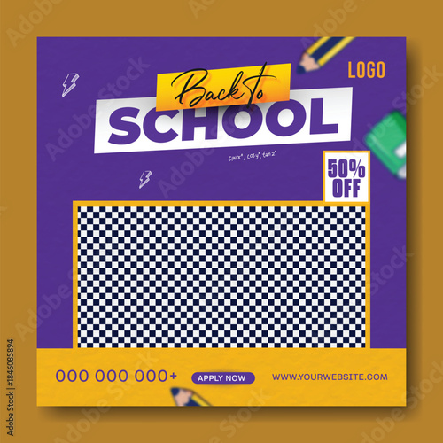 Back to School Creative Design Template.
Back to School Promotion Banner.
Modern Back to School Education Template.
Back to School Sale Social Media Post.
School Admission Poster Design.