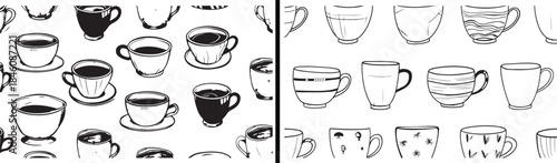Coffee Cup Vector Pattern, Cafe Drink Illustration, Beverage Icon Background, Coffee Mug Design, Seamless Cafe Texture, Barista Coffee Art, Hot Drink Pattern Vector, Cafe Menu Background, Coffee Illus