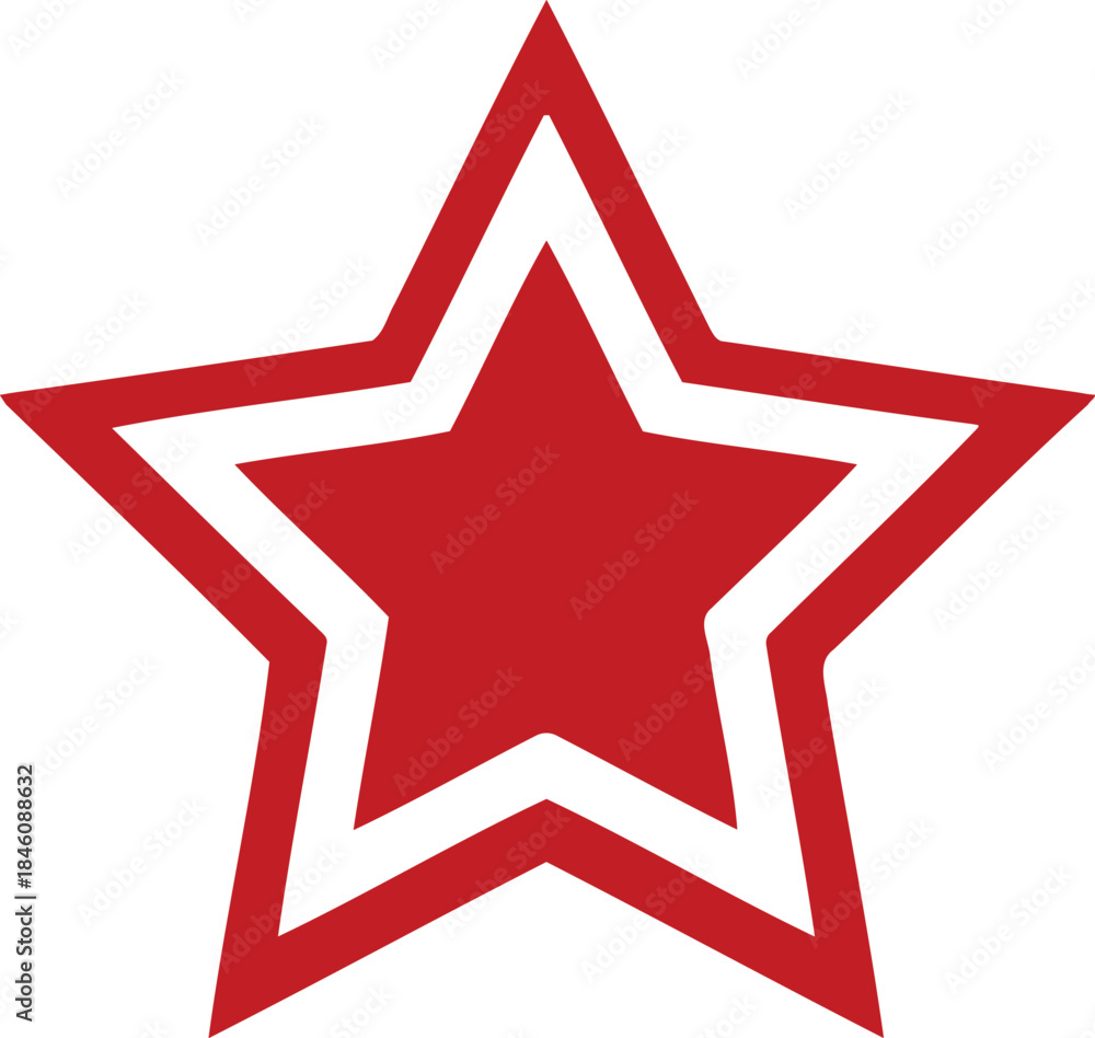 Obraz premium Red Star Icon: A striking graphic of a red star with white outline. A simple yet powerful representation of achievement and excellence.