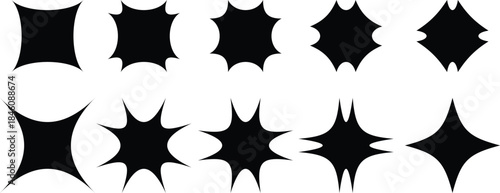  Abstract Black Organic Shapes Set on White Background 