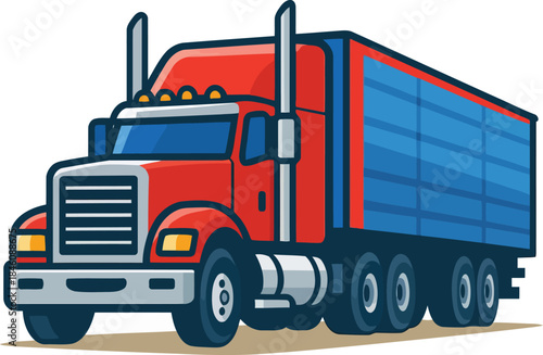 Red Truck Illustration: A vibrant illustration showcases a bold red semi-truck, its robust form representing the heart of transportation and logistics