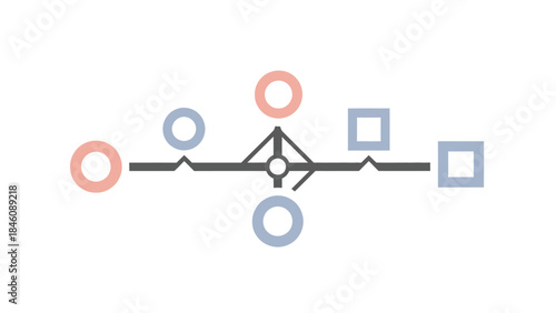 Minimalist Circuit Diagram with Connected Nodes and Geometric Shapes