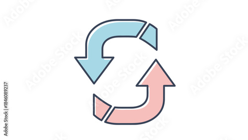 Minimalist Circular arrows icon representing synchronization or process flow