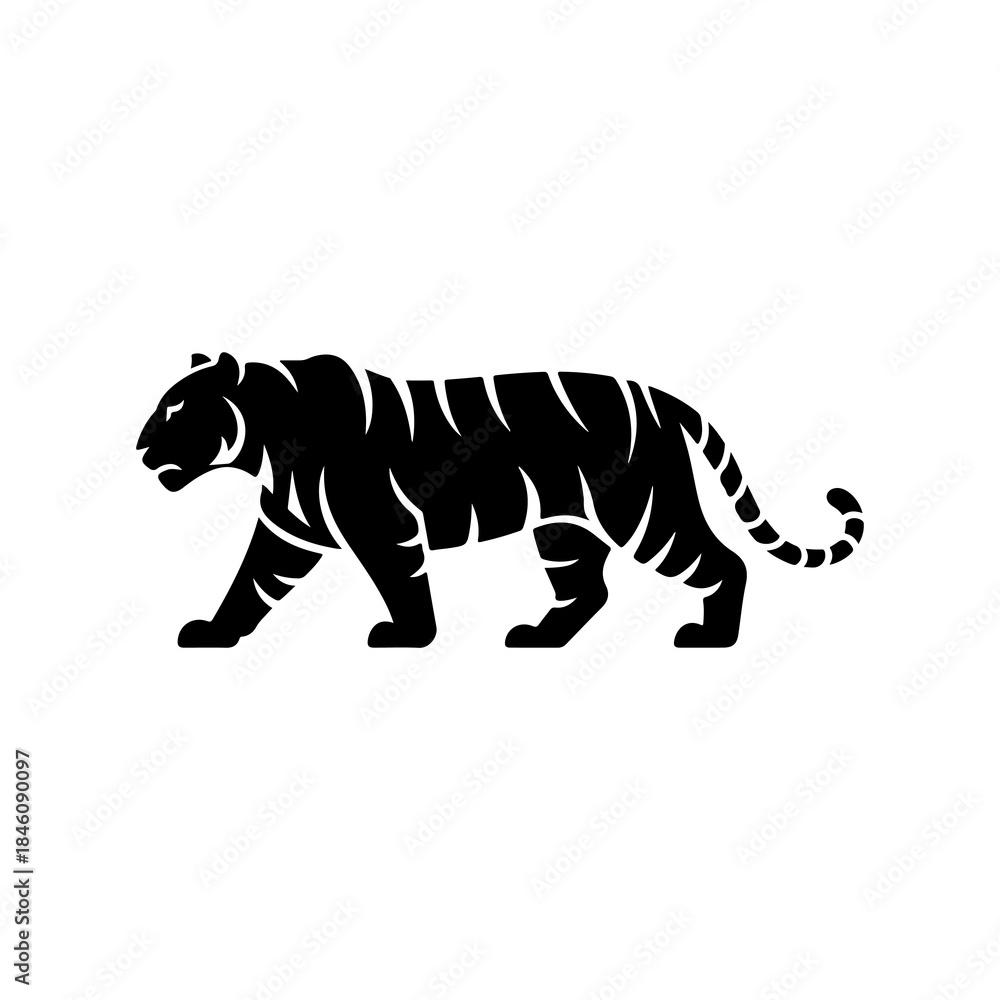 Obraz premium Angry Tiger Vector Silhouette Design