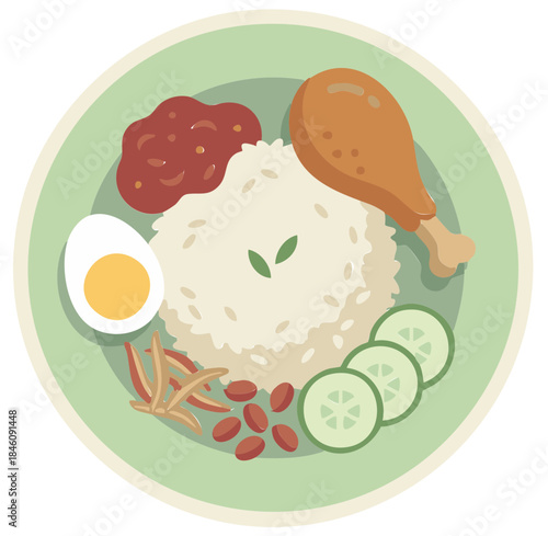 Fatty rice nasi lemak on a plate