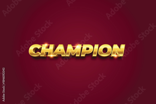 The image shows the word CHAMPION  in bold, three-dimensional golden lettering with shiny highlights.