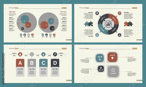 Four Teamwork Charts Slide Templates Set