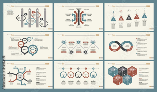 Six Management Slide Templates Set