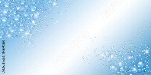 Realistic Water Drop Background with Transparent Droplets, Moisture Condensation, Splash Texture, Dew and Raindrop Effect for Clean Liquid Design