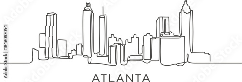 Atlanta skyline single continuous line drawing vector illustration