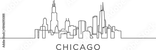 Wallpaper Mural Chicago city skyline continuous line art vector illustration Torontodigital.ca