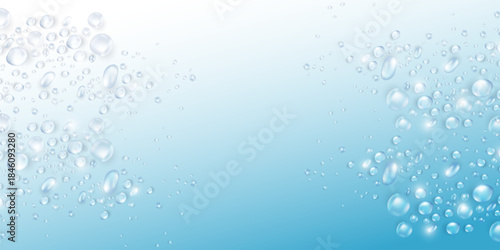Realistic Water Drop Background with Transparent Droplets, Moisture Condensation, Splash Texture, Dew and Raindrop Effect for Clean Liquid Design