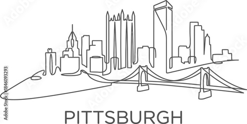 Pittsburgh skyline continuous line drawing vector illustration