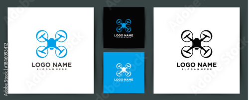 Quadcopter drone logo design for aerial technology, photography, and modern brand identity