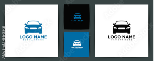 Car front view logo design for automotive service, transport, and modern brand identity