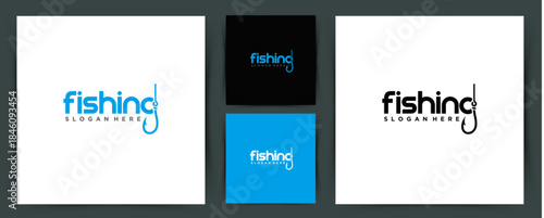 Minimalist fishing hook logo representing angling, outdoor sport, fishing gear, and clean modern brand identity design