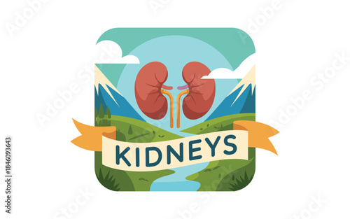 Kidney health concept with stylized organ illustration