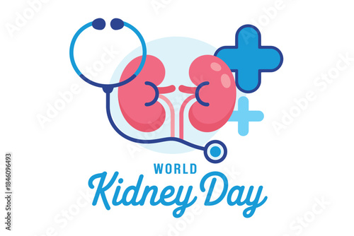 World Kidney Day awareness graphic with kidney and stethoscope