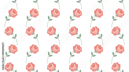 Seamless Pastel Rose Pattern in Minimal Flat Vector Design