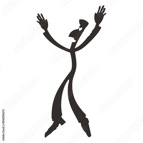Excited stick figure dancing