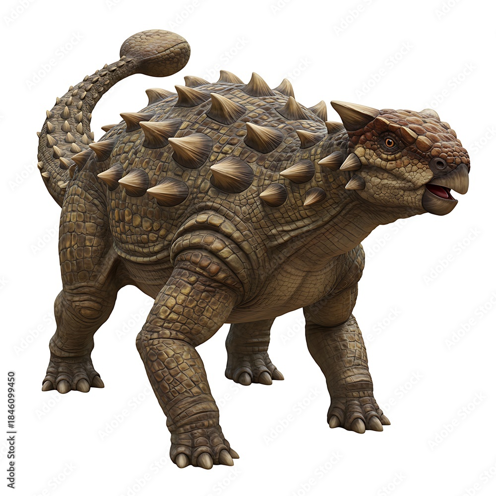 Fototapeta premium Ankylosaurus Dinosaur: Textured 3D Render, Natural Lighting