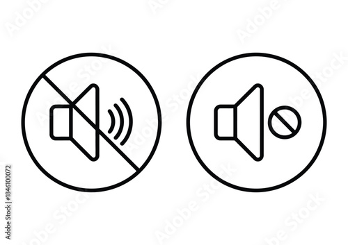 Mute Volume Speaker Icons Set: Sound Off and Silence Symbols