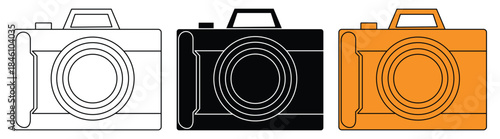 Camera Icon Collection in Flat and Outline Style, Photography Snapshot Symbol Vector illustration.